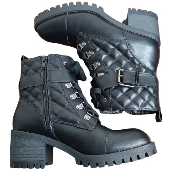 Madden Girl Shoes - Madden Girl Combat Boots Harllow Black 8